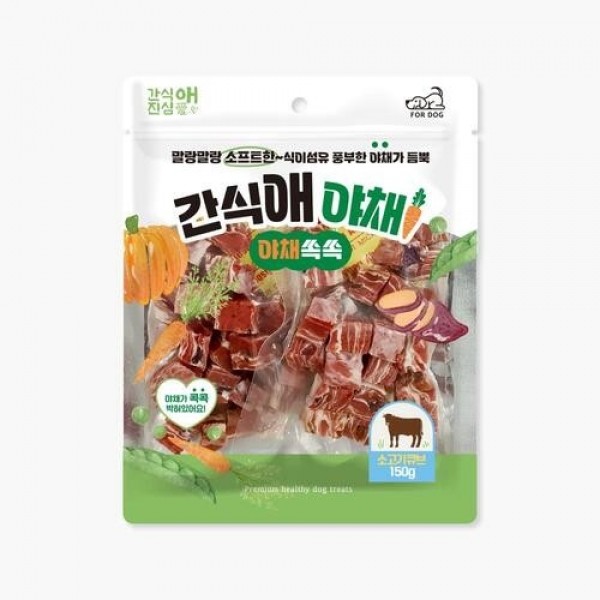 페오펫몰,개과천선 간식애야채 강아지 간식 식이섬유 소프트 큐브 150g 연어 황태 장어 소고기