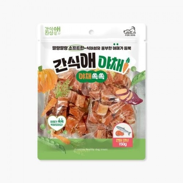 페오펫몰,개과천선 간식애야채 강아지 간식 식이섬유 소프트 큐브 150g 연어 황태 장어 소고기