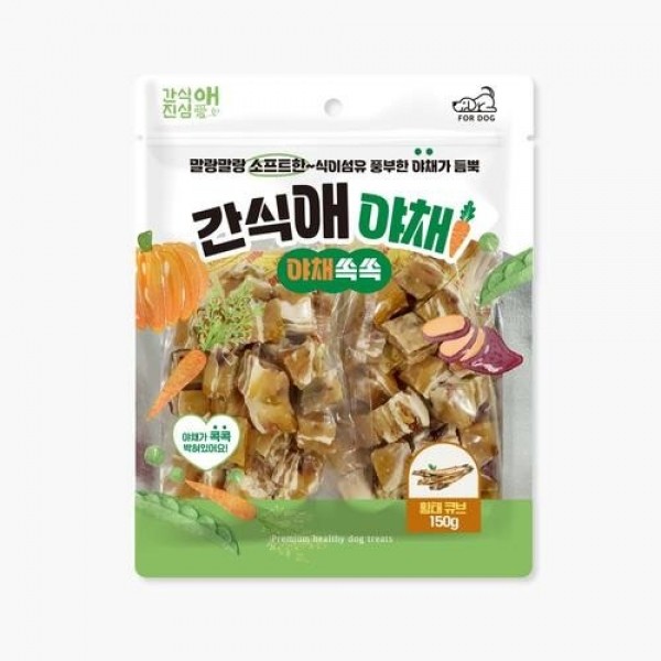 페오펫몰,개과천선 간식애야채 강아지 간식 식이섬유 소프트 큐브 150g 연어 황태 장어 소고기