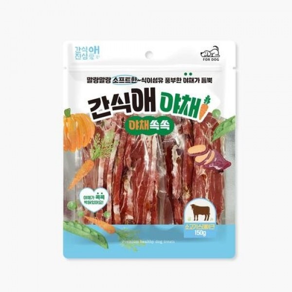 페오펫몰,개과천선 간식애야채 강아지 간식 식이섬유 소프트 스테이크 150g 연어 황태 장어 소고기