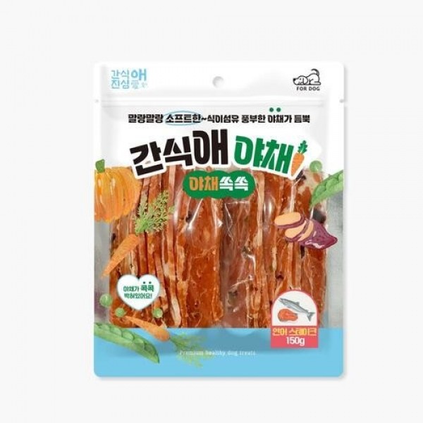 페오펫몰,개과천선 간식애야채 강아지 간식 식이섬유 소프트 스테이크 150g 연어 황태 장어 소고기