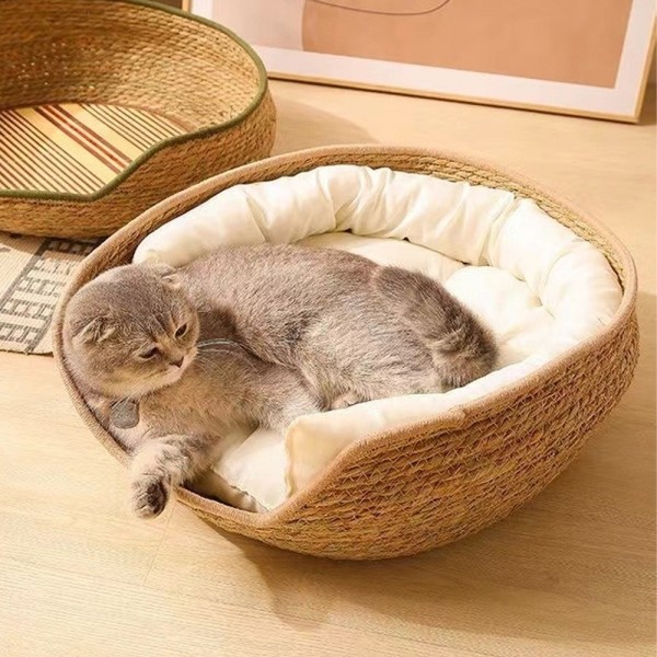 페오펫몰,개과천선 라탄 홀쿠션 고양이 방석