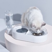 화이트 강아지 고양이 식기 반자동급수기 물그릇 밥그릇