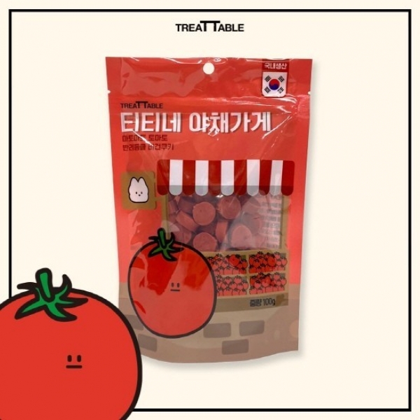 (유통기한 임박) 트릿테이블 티티네 야채가게 토마토 (반려동물 비건쿠키) 100g (24.08.10)