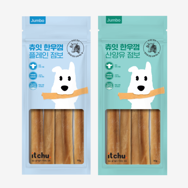 [핏펫] 츄잇 오래 먹는 한우껌 BIG 점보 중대형견용 90G 2종 택 1 (플레인/산양유)