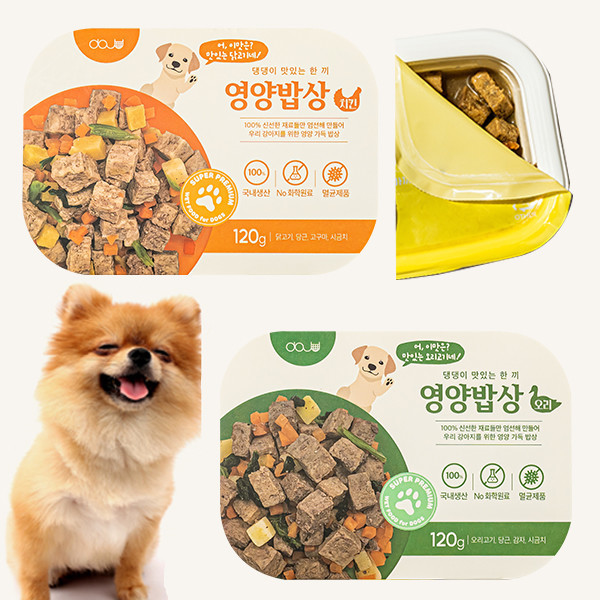 페오펫몰,영양밥상 전연령 강아지 습식사료 치킨/오리 x 10개