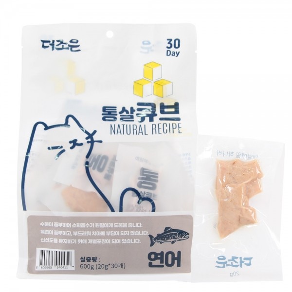 페오펫몰,[댕린이특가]더조은 고양이 닭가슴살 통살 큐브 20g x 30개 5종 [600g]