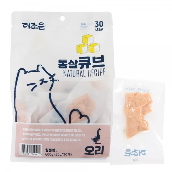페오펫몰,[댕린이특가]더조은 고양이 닭가슴살 통살 큐브 20g x 30개 5종 [600g]