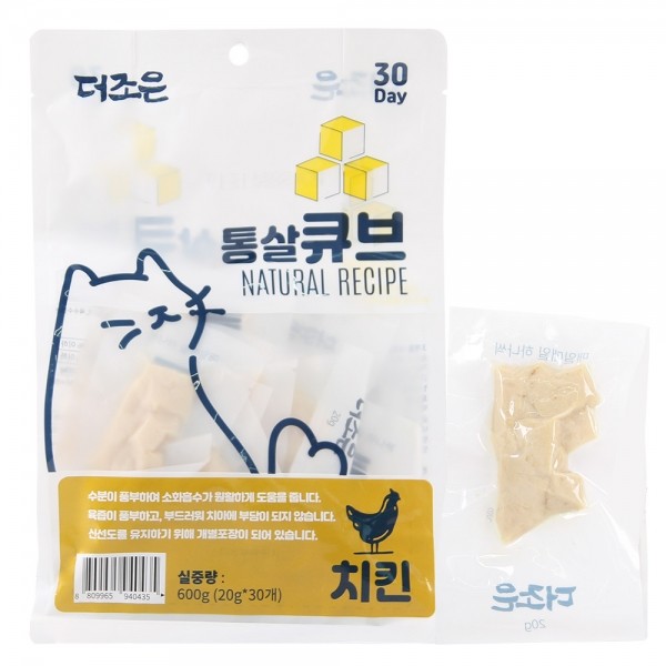 페오펫몰,[댕린이특가]더조은 고양이 닭가슴살 통살 큐브 20g x 30개 5종 [600g]