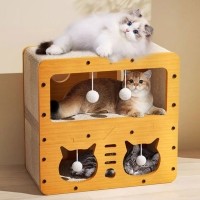 딩동펫 고양이 2층 더블 숨숨집 스크래쳐