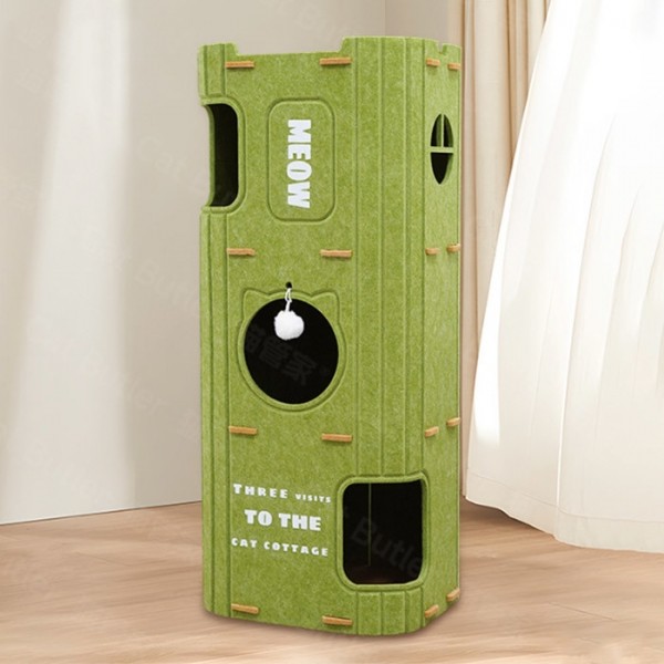 페오펫몰,딩동펫 고양이 3층 펠트 숨숨집 캣타워