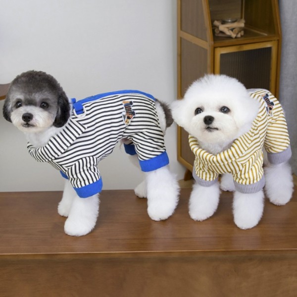 페오펫몰,딩동펫 반려동물 똑딱 스트라이프 하네스 카라패딩 올인원