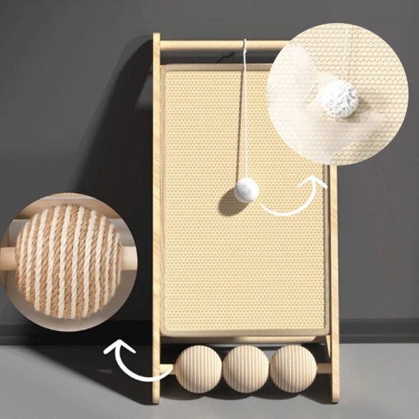 페오펫몰,딩동펫 고양이 쓰리볼 접이식 다각도 수직 사이잘 스크래쳐