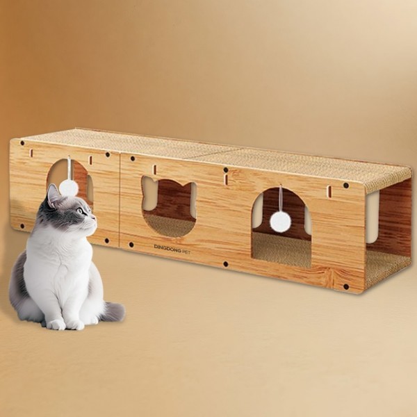 페오펫몰,딩동펫 고양이 쉐이프 특대형 터널 스크래쳐 숨숨집