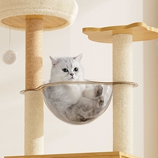 페오펫몰,딩동펫 고양이 동글 스크래쳐 원목 캣타워