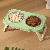 딩동펫 반려동물 하이 폴딩 더블볼 스텐 보울 식기