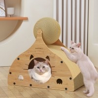 딩동펫 고양이 사이잘 우드 스크래쳐 숨숨집 볼하우스