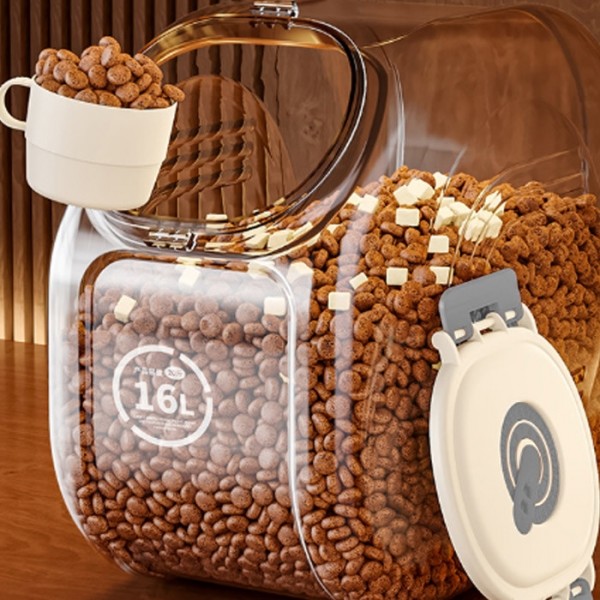 페오펫몰,딩동펫 반려동물 강력 밀폐 다이얼 대용량 투명 사료통