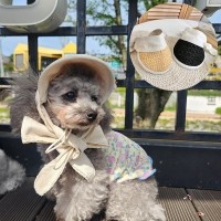 [패션독]애견의류,강아지악세사리,강아지밀짚모자,강아지모자,강아지여름,헬렌밀집썬캡
